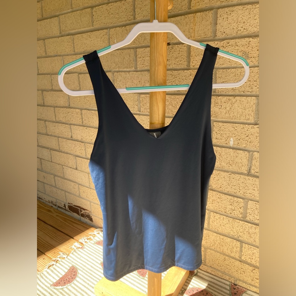 Worthington Ultra Smoothing Shaping Layering Navy Petrol Blue V Neck Tank Top - Picture 10 of 13
